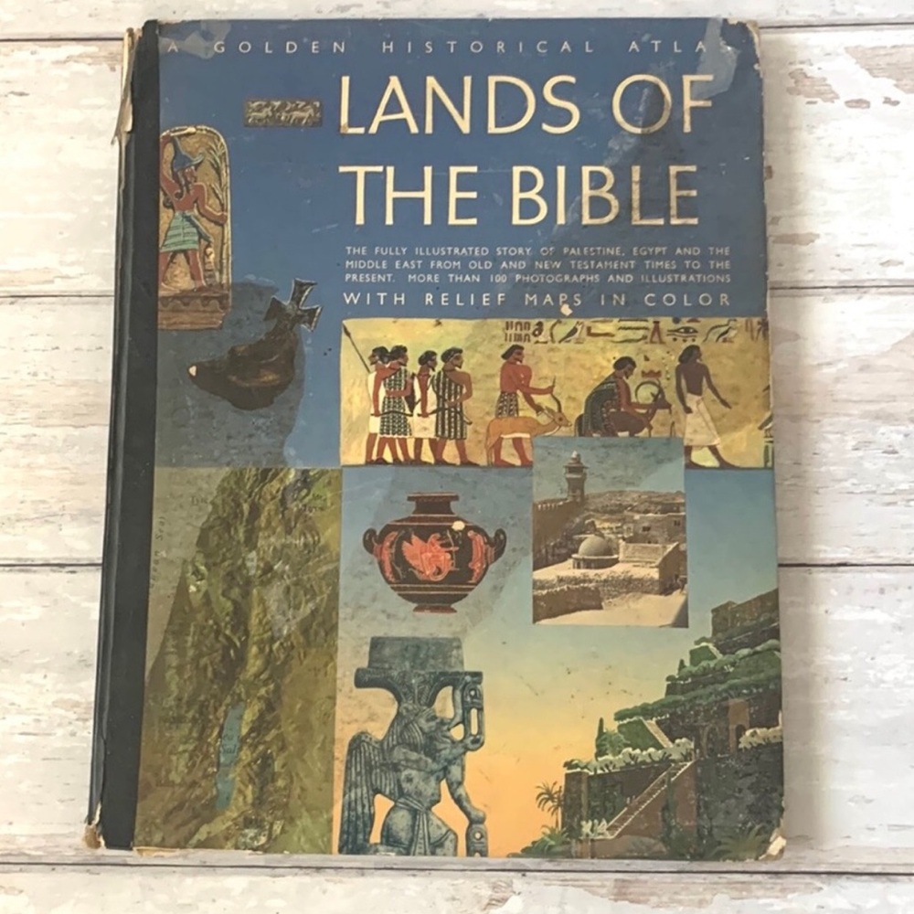 Lands of the Bible Vintage Historical Atlas Coffee Table Hardcover Book in Color